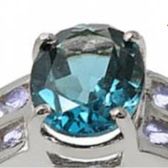 2.80CTW LondonBlue Topaz•0.64CTW 16 Tanzanites•14K WhiteGold/SterlingSilver Ring - Picture 4 of 5